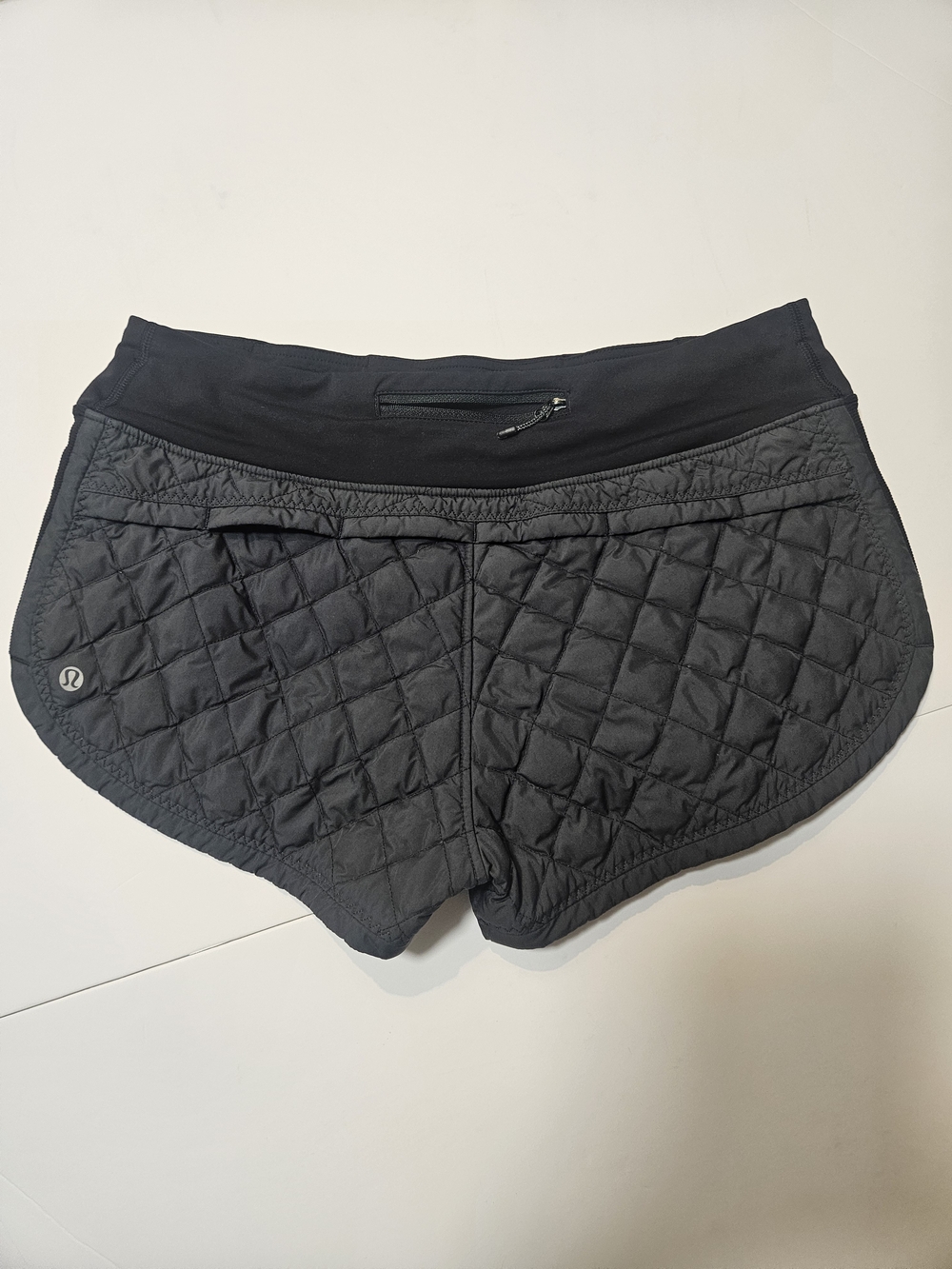 Lululemon Rare Quilted Goose Down Winter Running Shorts Black Gray Size 8 - Picture 2 of 16